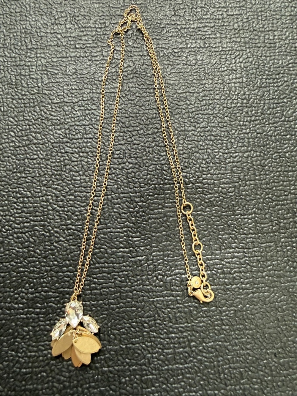 J. Crew Gold & Crystal Leaf Necklace